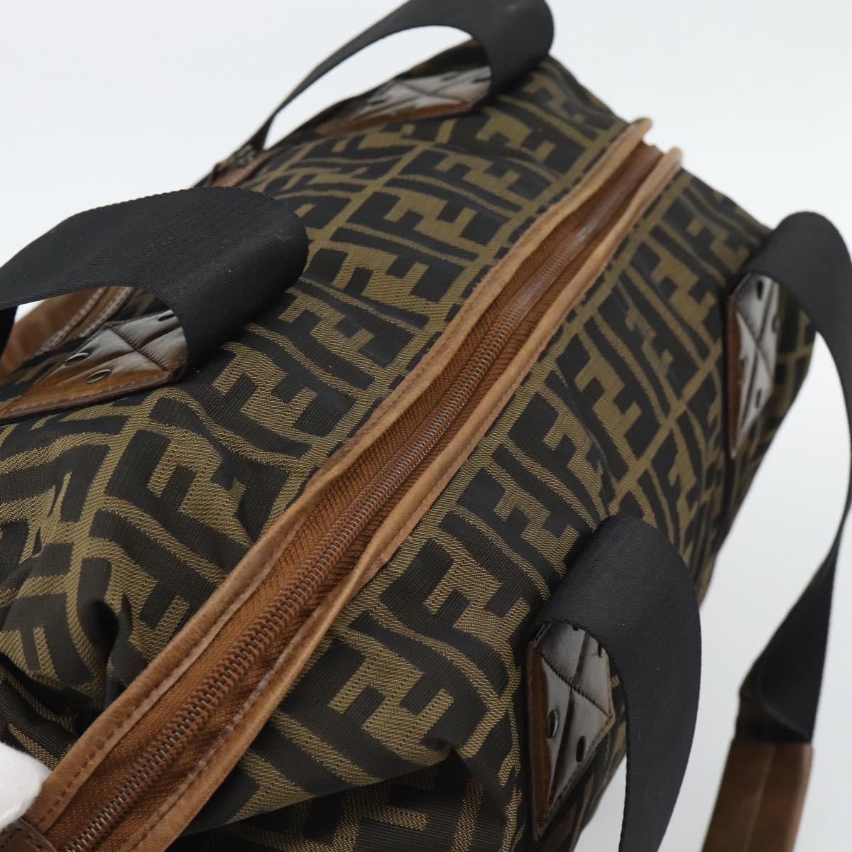 FENDI Zucca Canvas Tote Bag Brown Black Auth 195234A