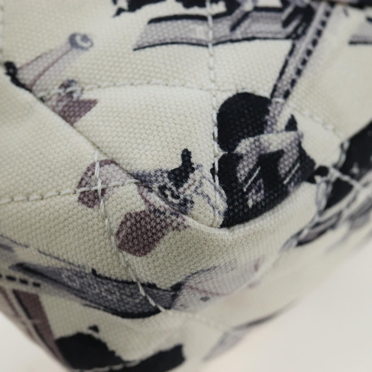 CHANEL Matelasse 25 Airline Shoulder Bag Canvas White Silver CC Auth 195237SAM