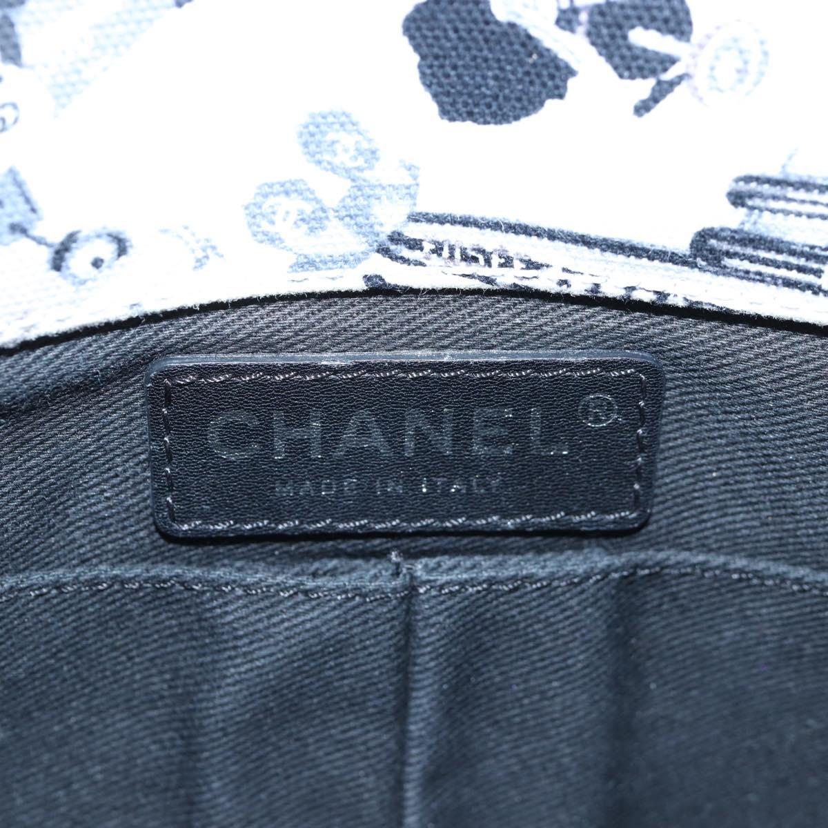 CHANEL Matelasse 25 Airline Shoulder Bag Canvas White Silver CC Auth 195237SAM