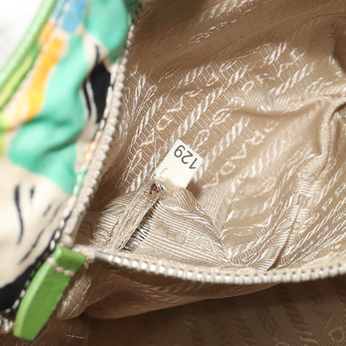 PRADA Hand Bag Nylon Green Silver Auth 195238A