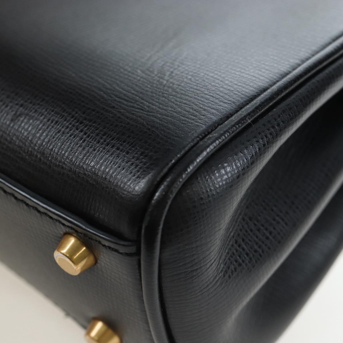 VALENTINO Rock Studs Hand Bag Leather 2way Black Gold Auth 195239M