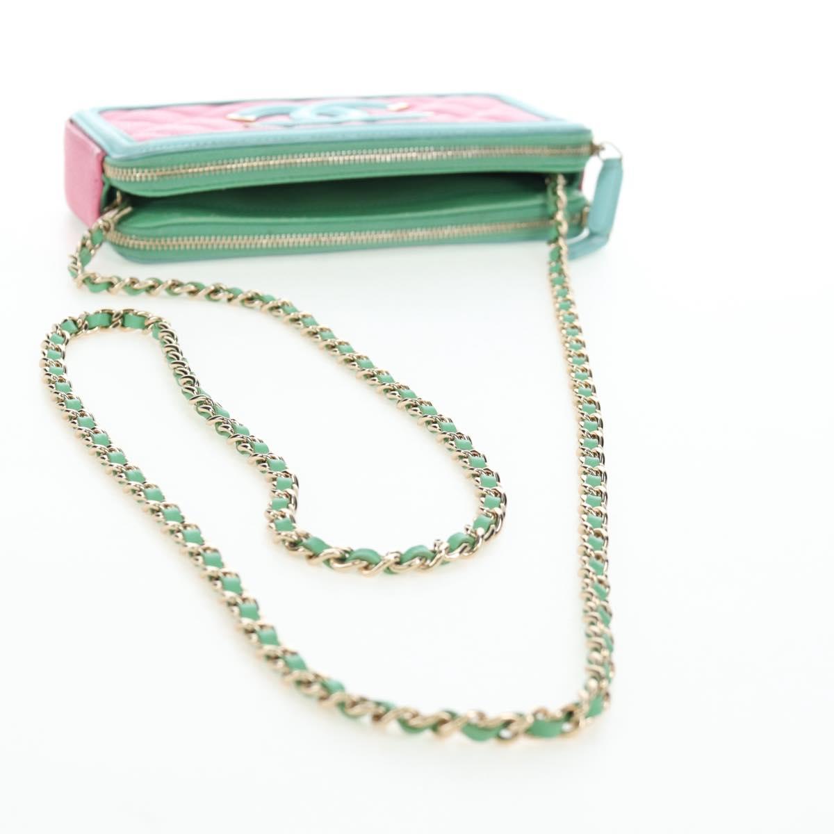 CHANEL Chain CC Filigree Matelasse Bag Caviar Skin Pink Gold CC Auth 195240M