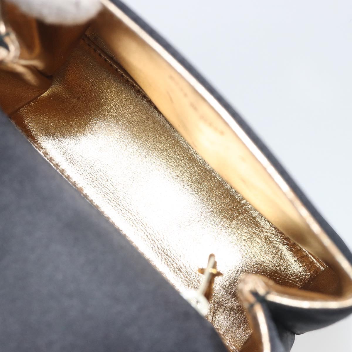 CHANEL Chain Shoulder Bag Satin Black Gold Tone CC Auth 195241V
