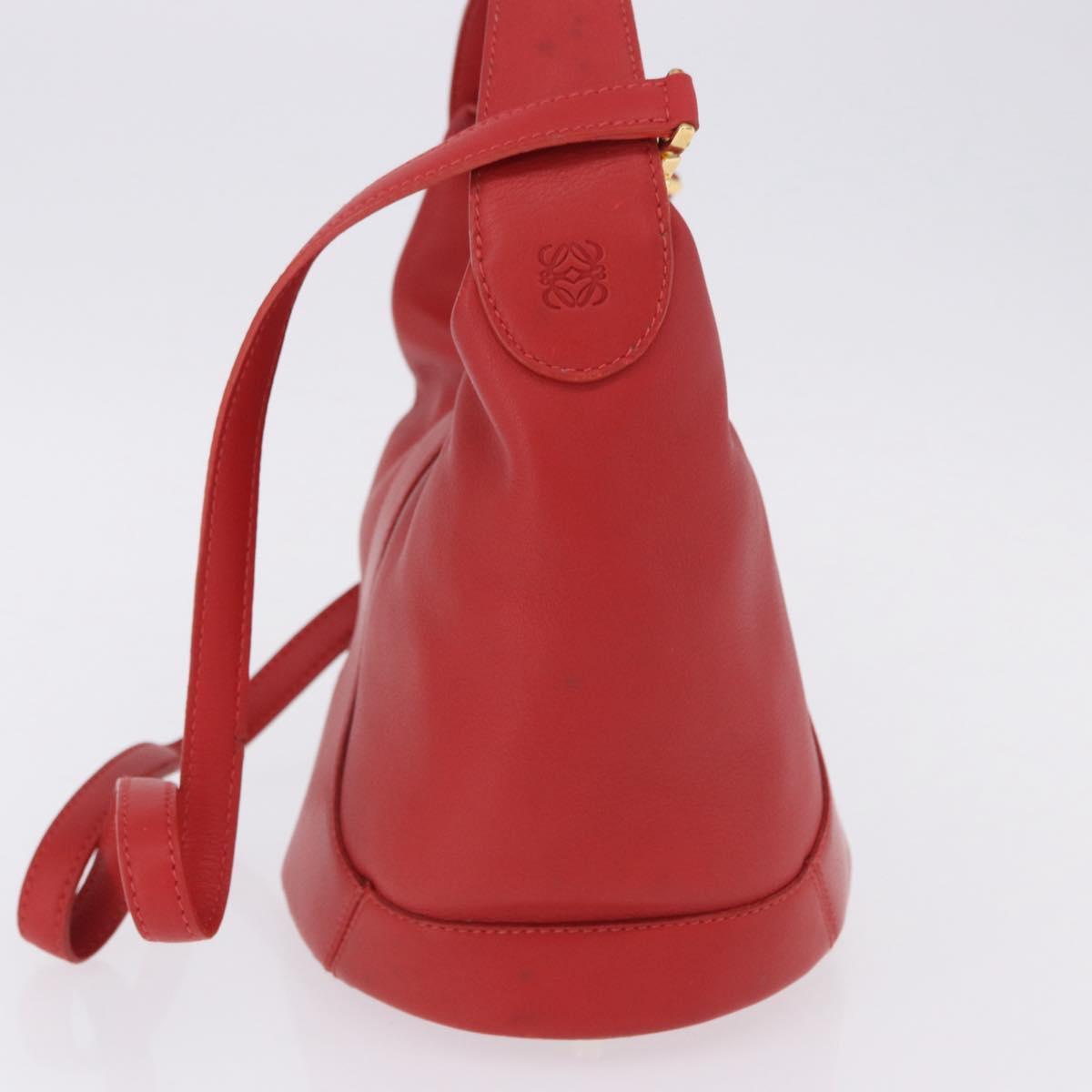 LOEWE Hand Bag Leather 2way Red Gold Auth 195246A