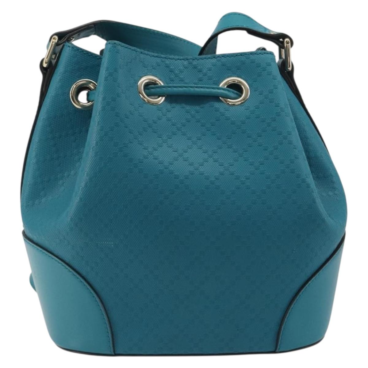 GUCCI Diamante Shoulder Bag Leather Blue Silver 354229 Auth 195248A