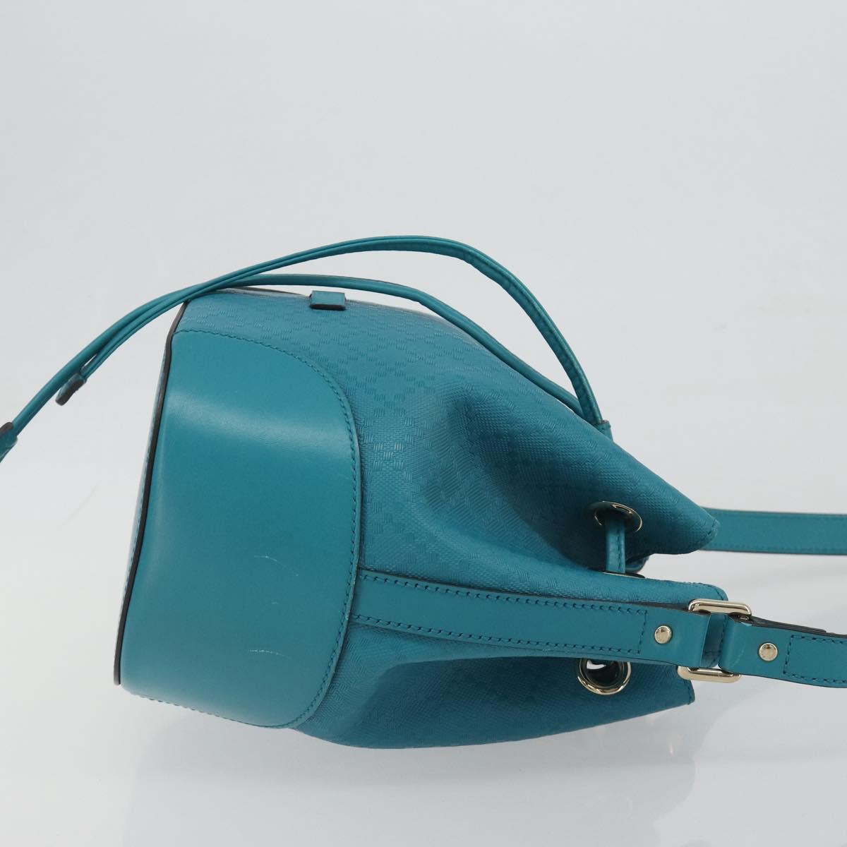 GUCCI Diamante Shoulder Bag Leather Blue Silver 354229 Auth 195248A