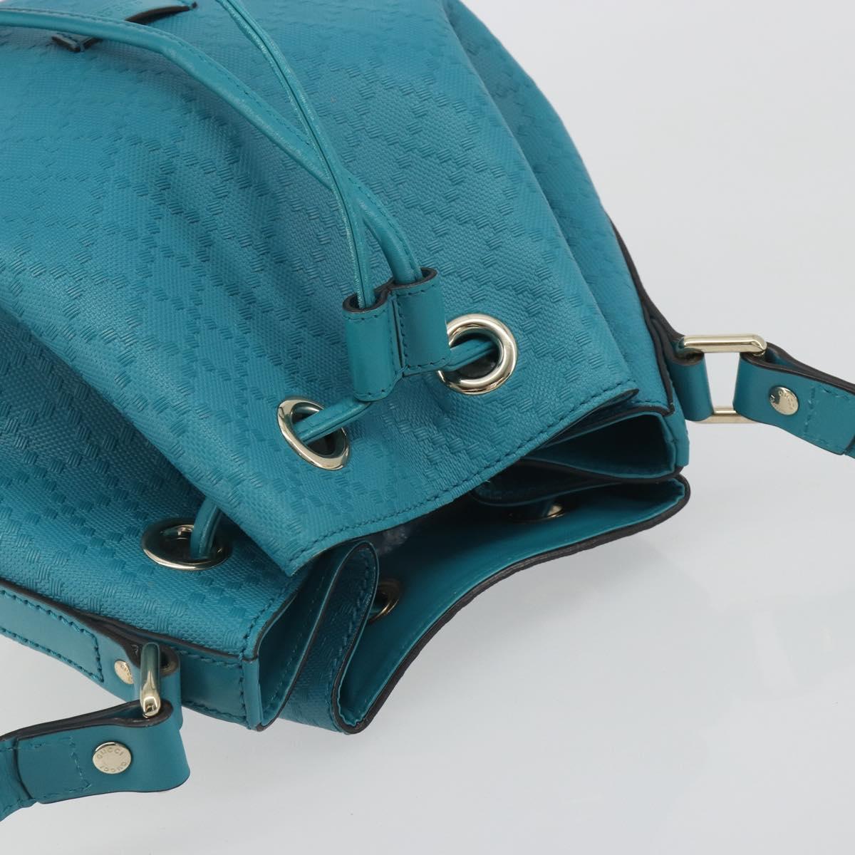 GUCCI Diamante Shoulder Bag Leather Blue Silver 354229 Auth 195248A