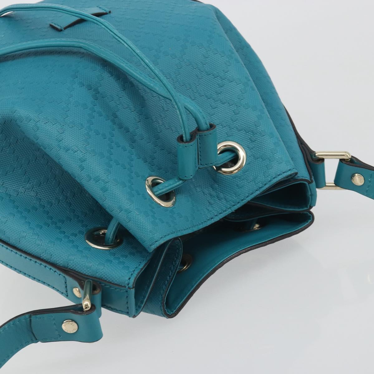 GUCCI Diamante Shoulder Bag Leather Blue Silver 354229 Auth 195248A
