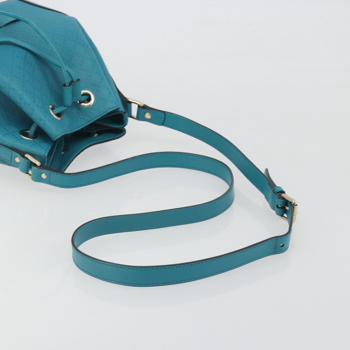 GUCCI Diamante Shoulder Bag Leather Blue Silver 354229 Auth 195248A