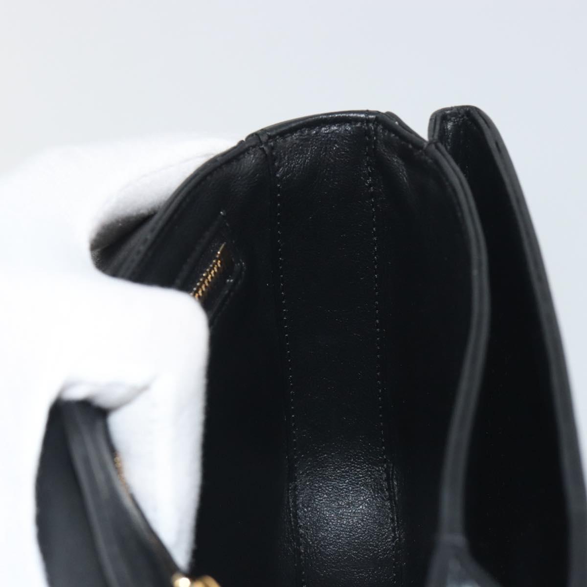 CELINE Christian Marclay Chain Shoulder Bag Leather White Gold Tone Auth 195249M