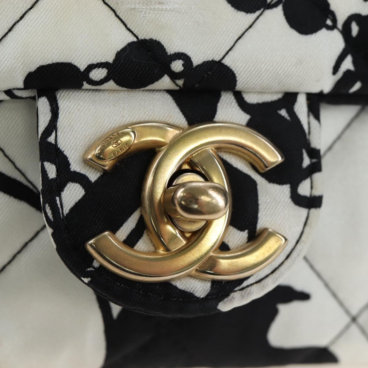 CHANEL Matelasse Chain Shoulder Bag Satin 2way White Gold CC Auth 195250M