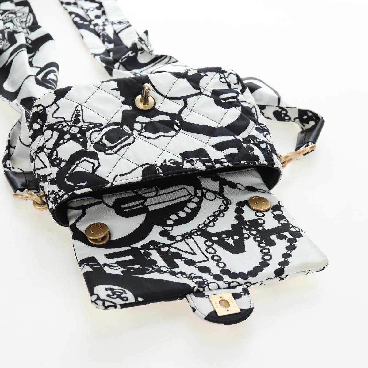 CHANEL Matelasse Chain Shoulder Bag Satin 2way White Gold CC Auth 195250M