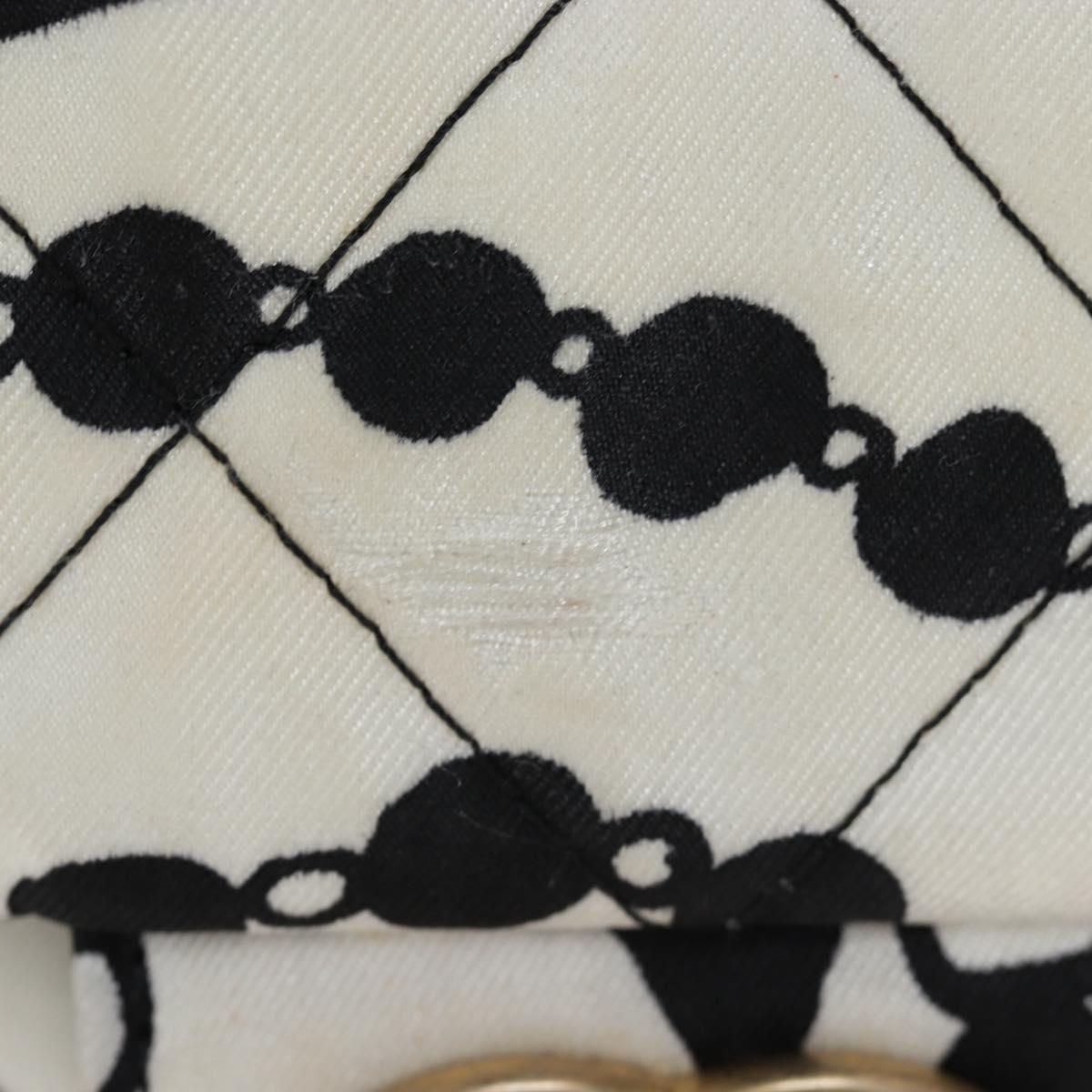 CHANEL Matelasse Chain Shoulder Bag Satin 2way White Gold CC Auth 195250M