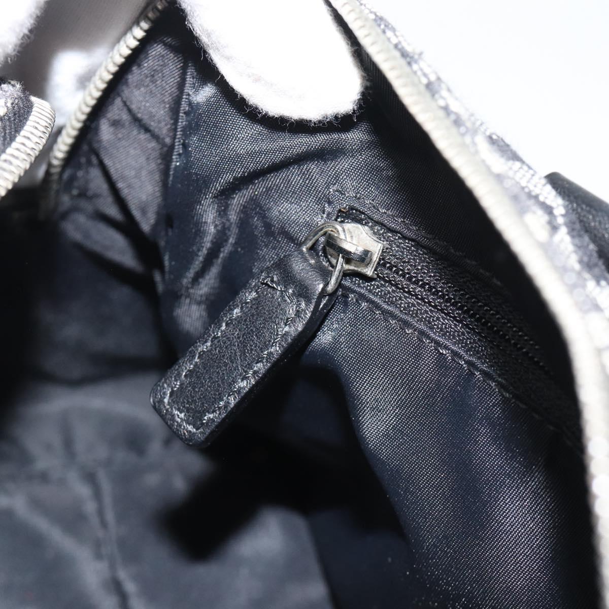 Christian Dior Trotter Canvas Boston Bag Black Silver Auth 195251V