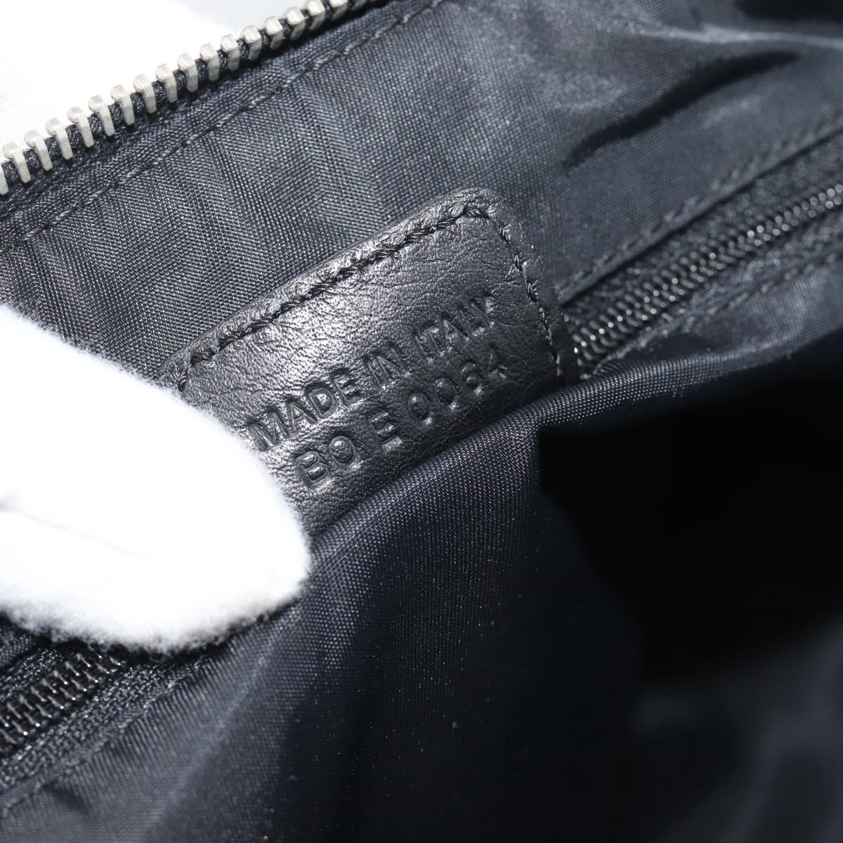 Christian Dior Trotter Canvas Boston Bag Black Silver Auth 195251V