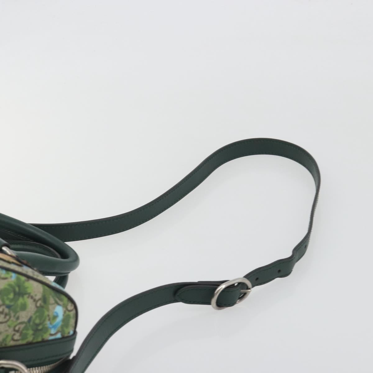 GUCCI GG Supreme Boston Bag PVC Leather 2way Green Silver 409527 Auth 195254SAM