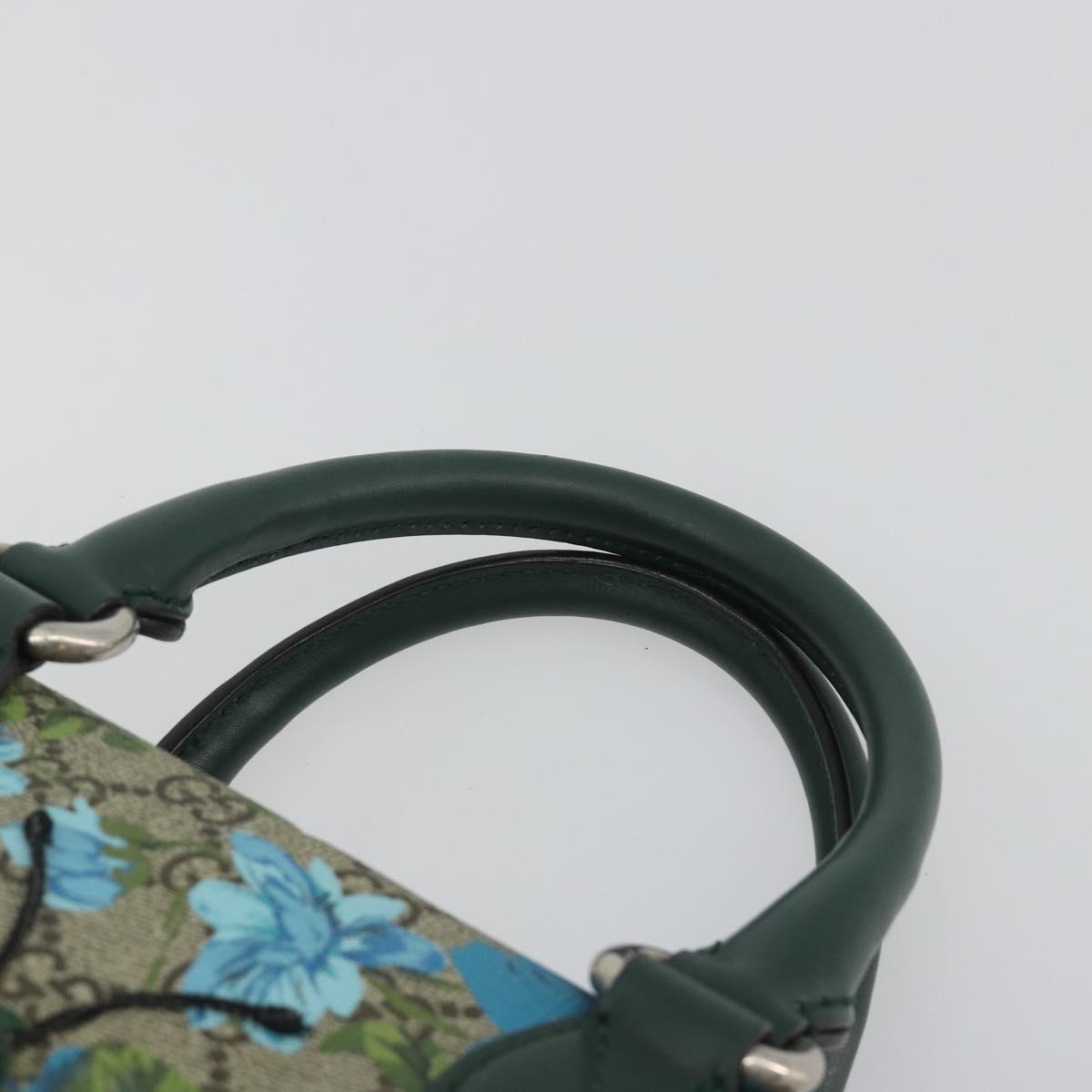 GUCCI GG Supreme Boston Bag PVC Leather 2way Green Silver 409527 Auth 195254SAM