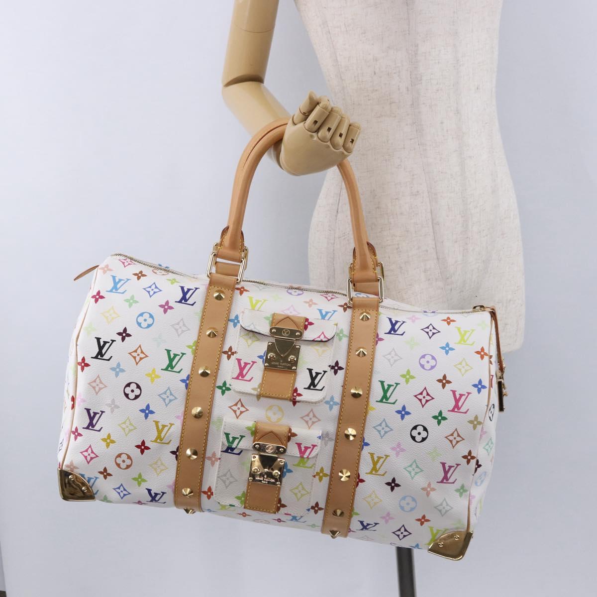 LOUIS VUITTON Monogram Multicolor Keepall 45 Bag White M92641 LV Auth 195255SM