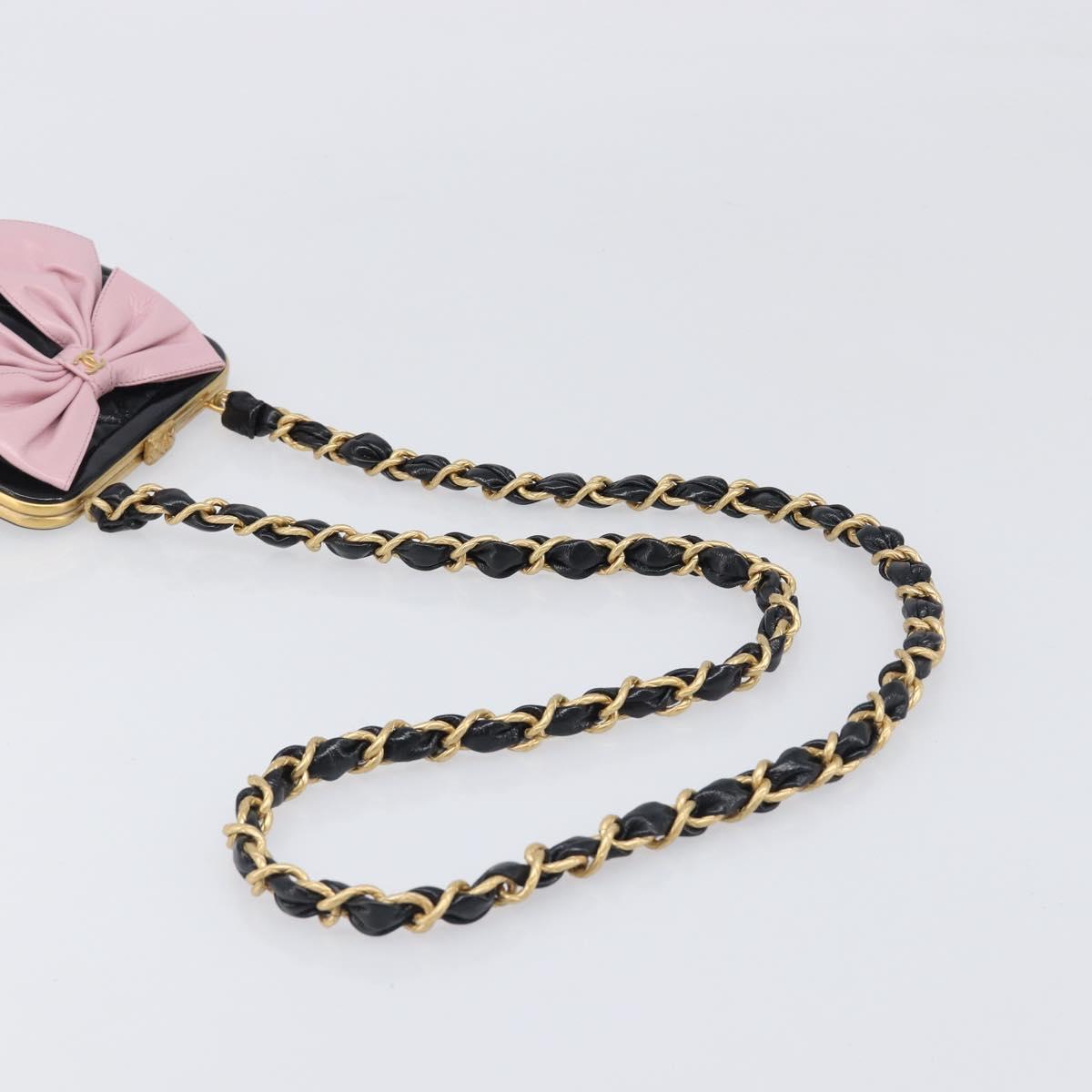 CHANEL Chain Matelasse Shoulder Bag Patent leather Black Gold CC Auth 195256M