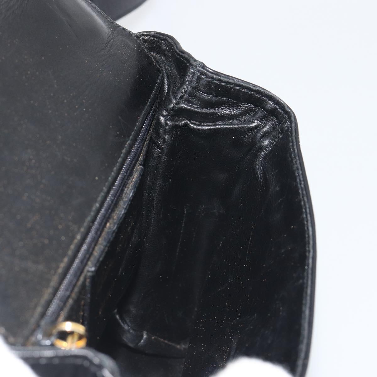 Salvatore Ferragamo Shoulder Bag Leather Black Gold Auth 195262