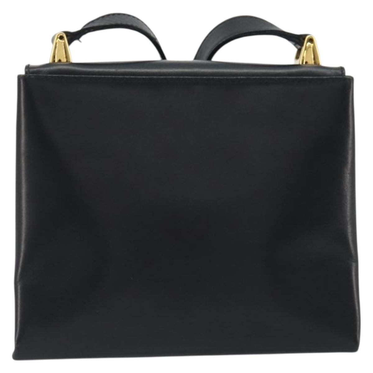 Salvatore Ferragamo Shoulder Bag Leather Black Gold Auth 195262