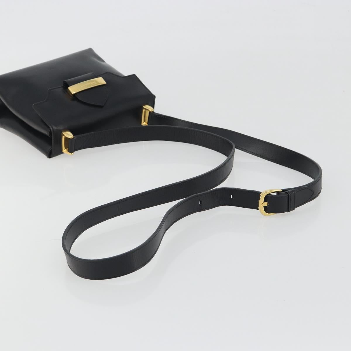 Salvatore Ferragamo Shoulder Bag Leather Black Gold Auth 195262