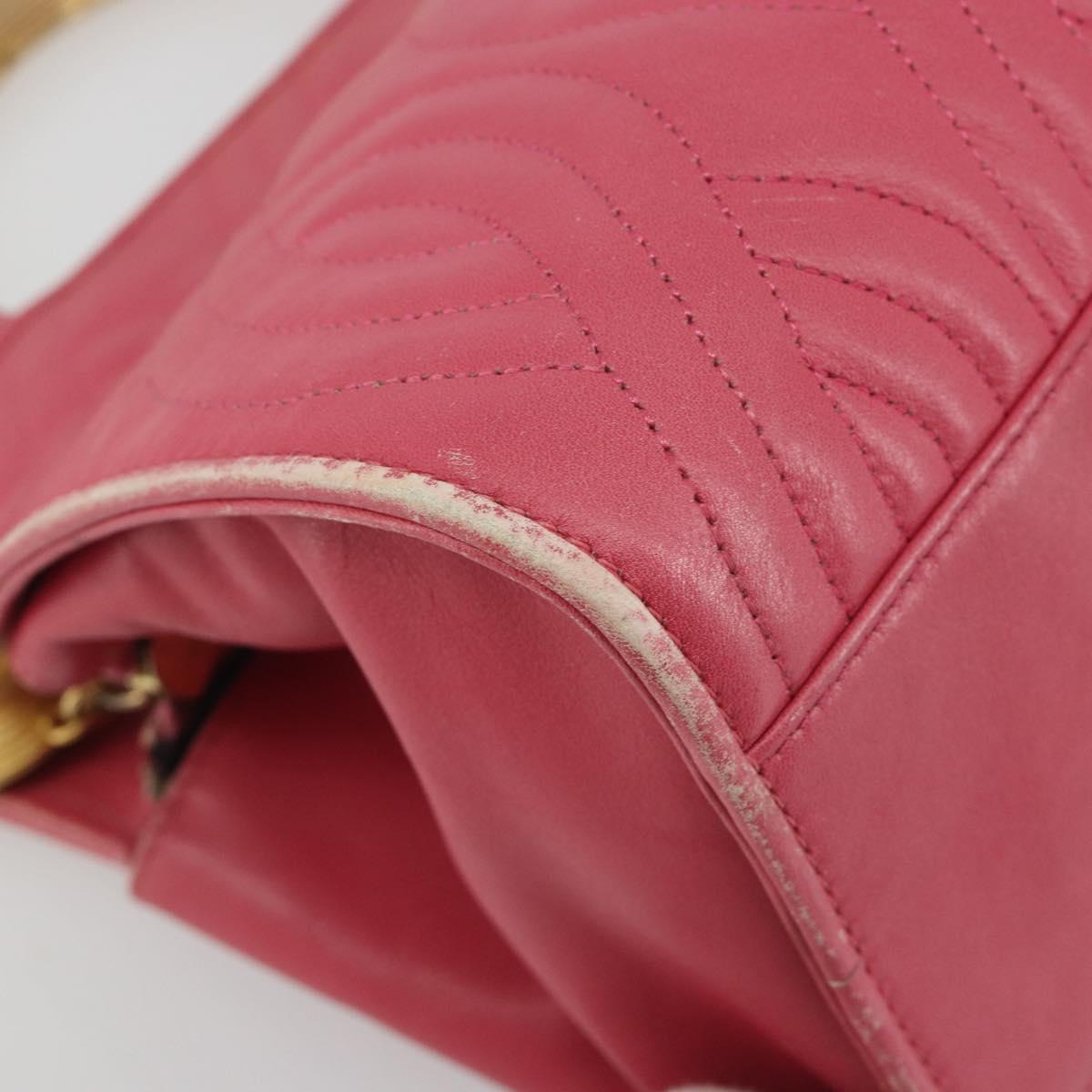 FENDI Macaroni Hand Bag Leather 2way Pink Gold Auth 195263
