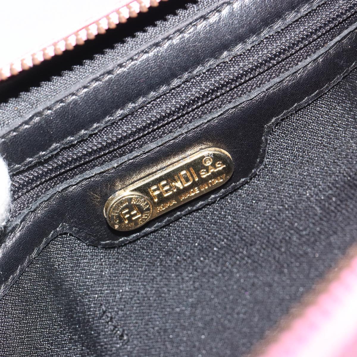 FENDI Macaroni Hand Bag Leather 2way Pink Gold Auth 195263