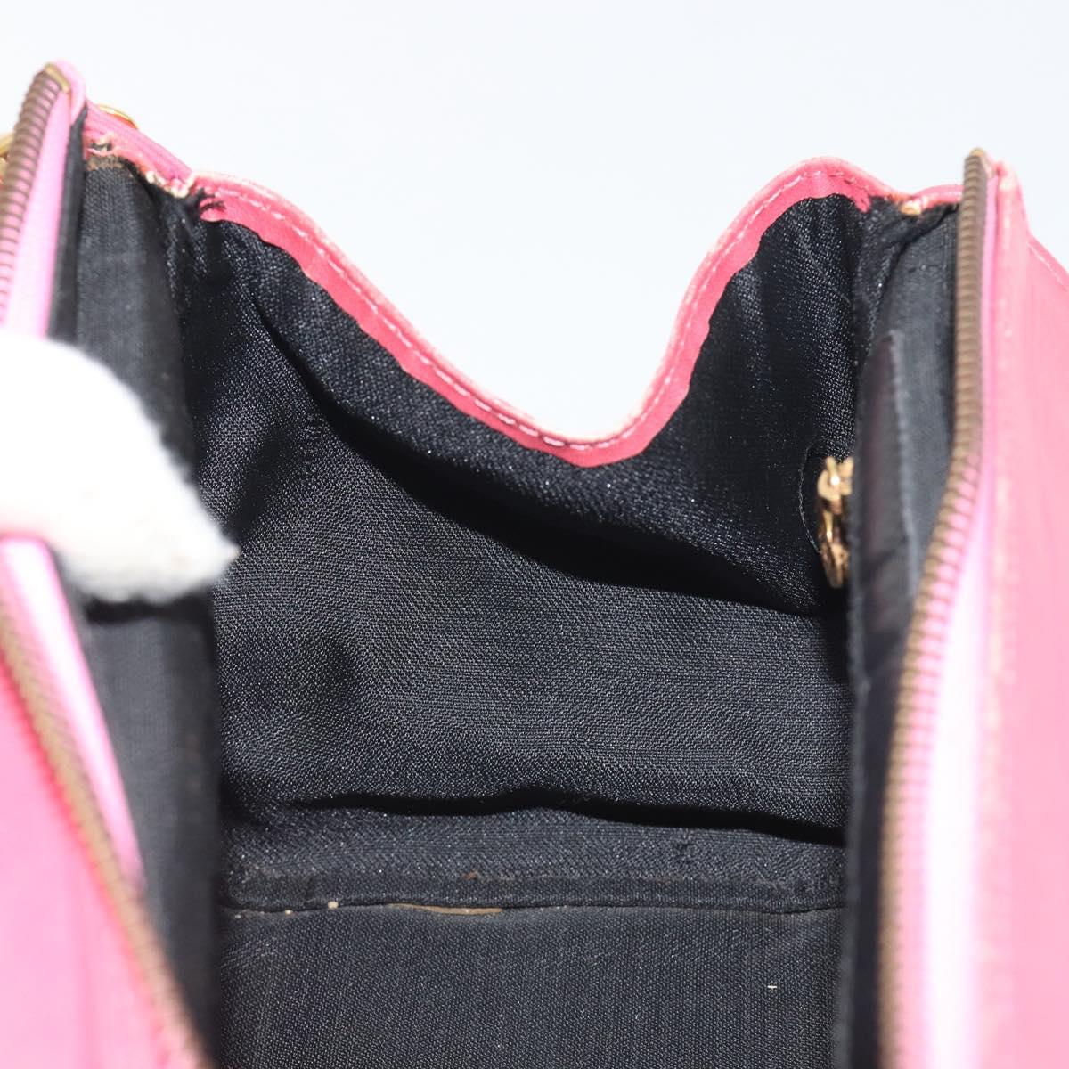 FENDI Macaroni Hand Bag Leather 2way Pink Gold Auth 195263