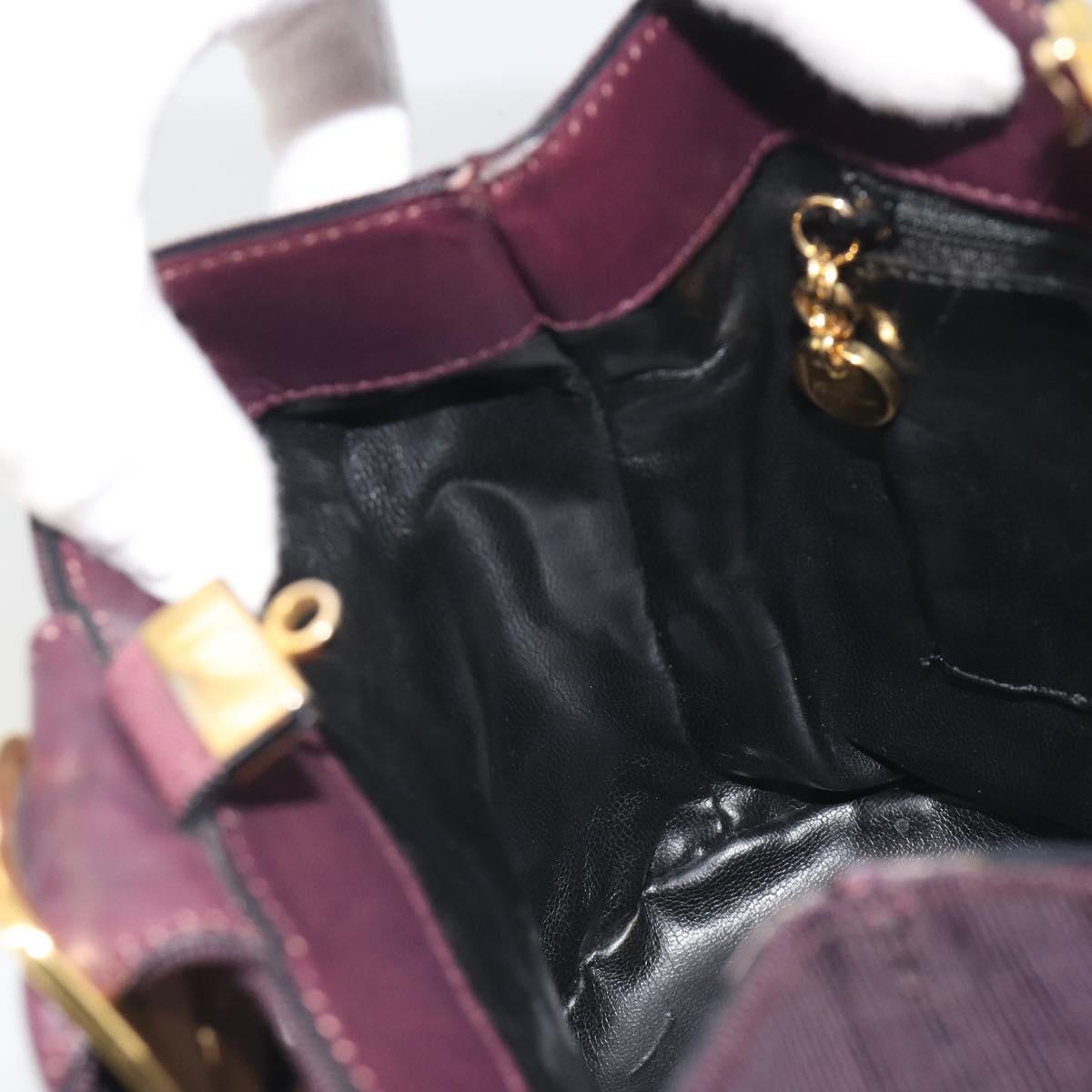 Salvatore Ferragamo Vala Hand Bag Canvas Purple Gold Auth 195276