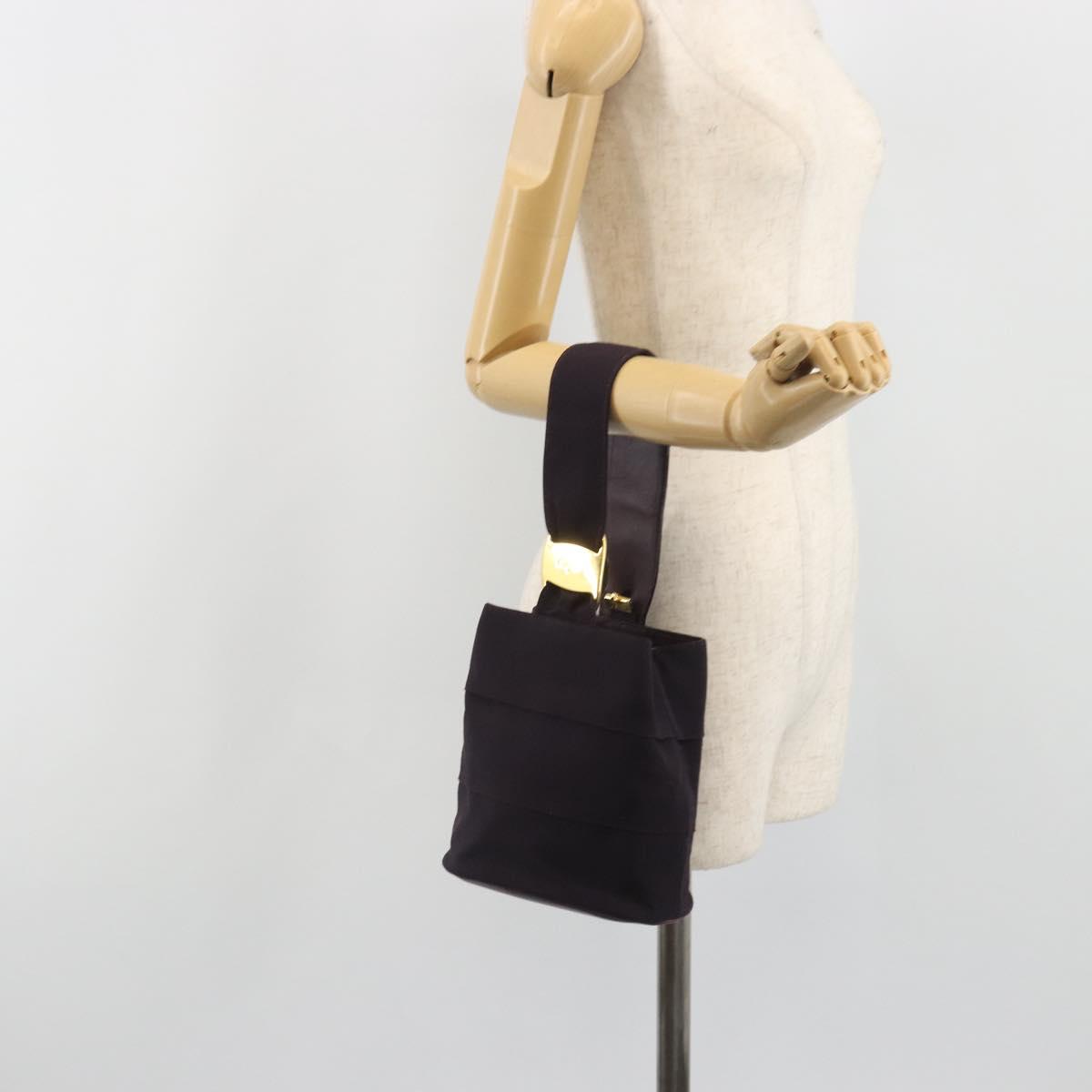 Salvatore Ferragamo Vala Hand Bag Canvas Purple Gold Auth 195276