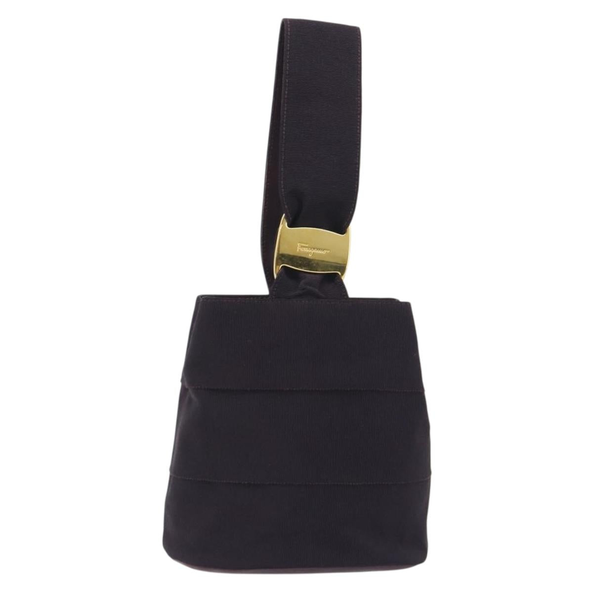 Salvatore Ferragamo Vala Hand Bag Canvas Purple Gold Auth 195276