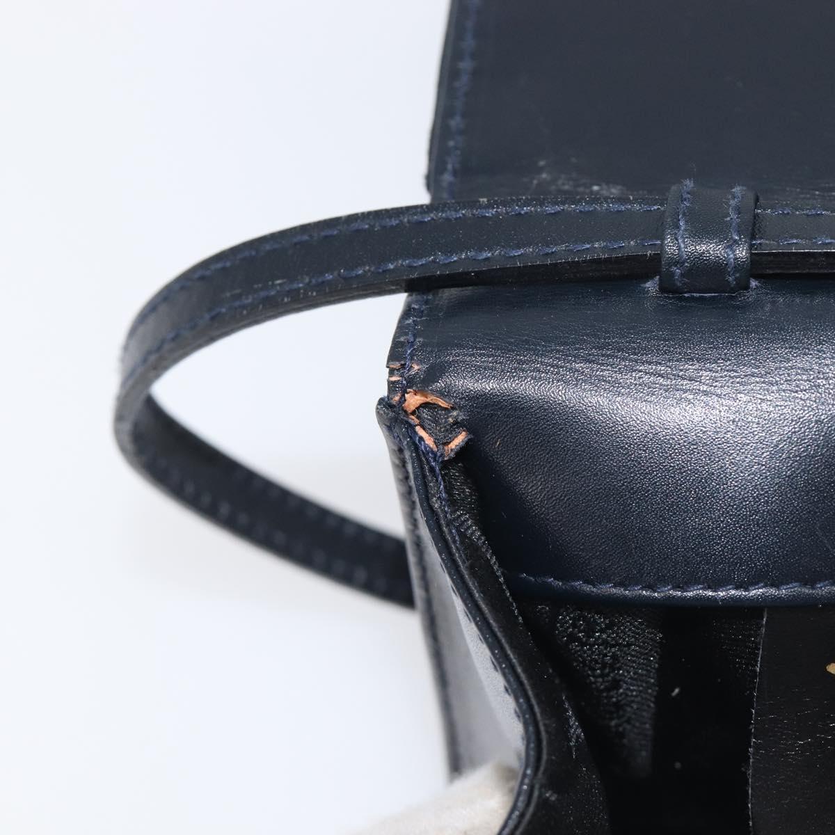 Salvatore Ferragamo Vala Shoulder Bag Canvas Navy Gold Auth 195283