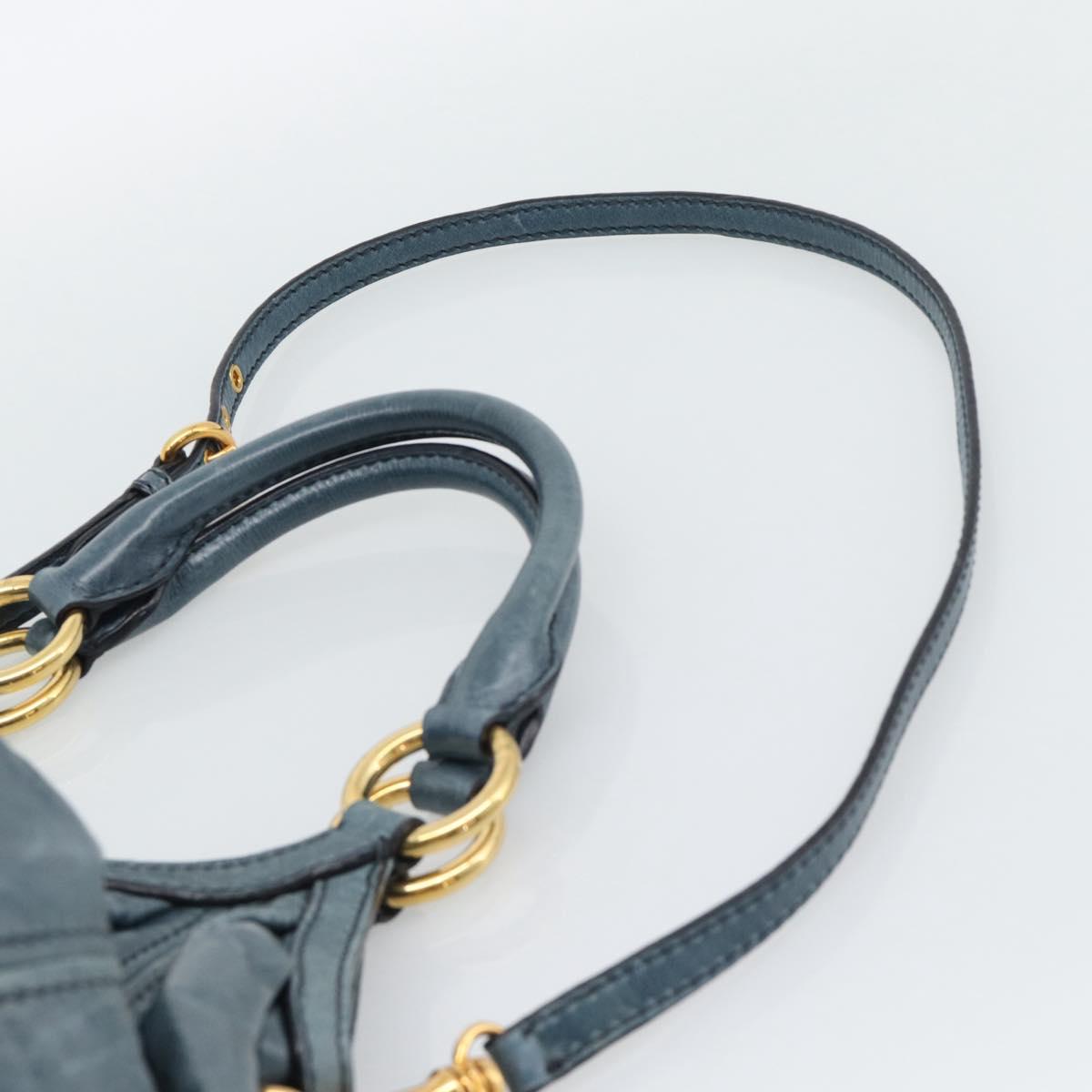 Miu Miu Shoulder Bag Leather 2way Navy Gold Auth 195286M