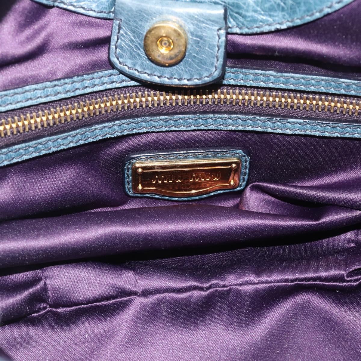 Miu Miu Shoulder Bag Leather 2way Navy Gold Auth 195286M