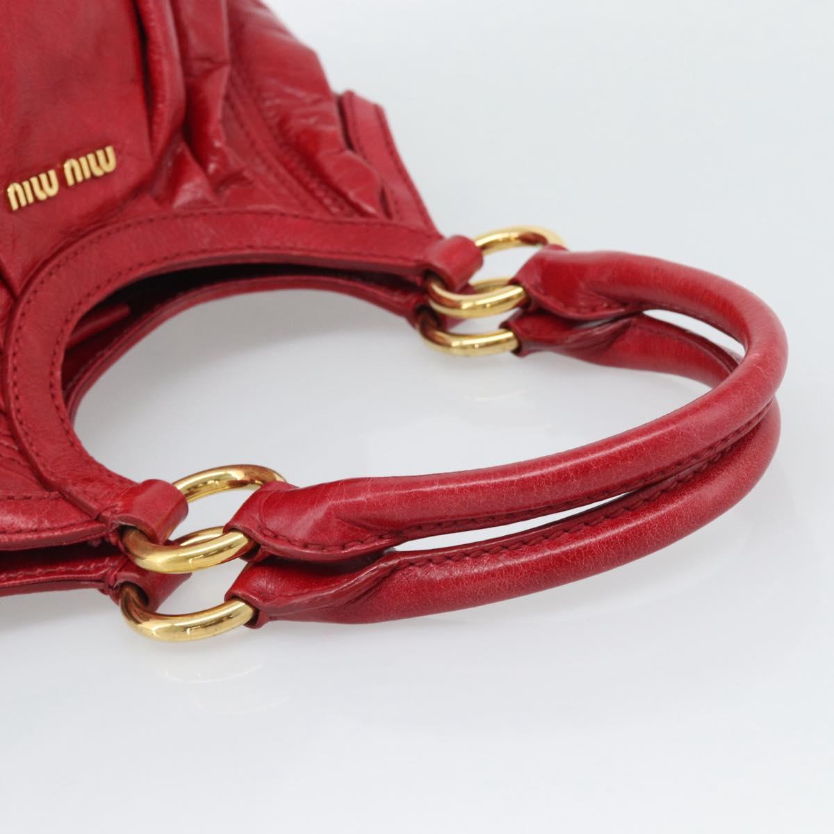 Miu Miu Shoulder Bag Leather 2way Red Gold Auth 195287M