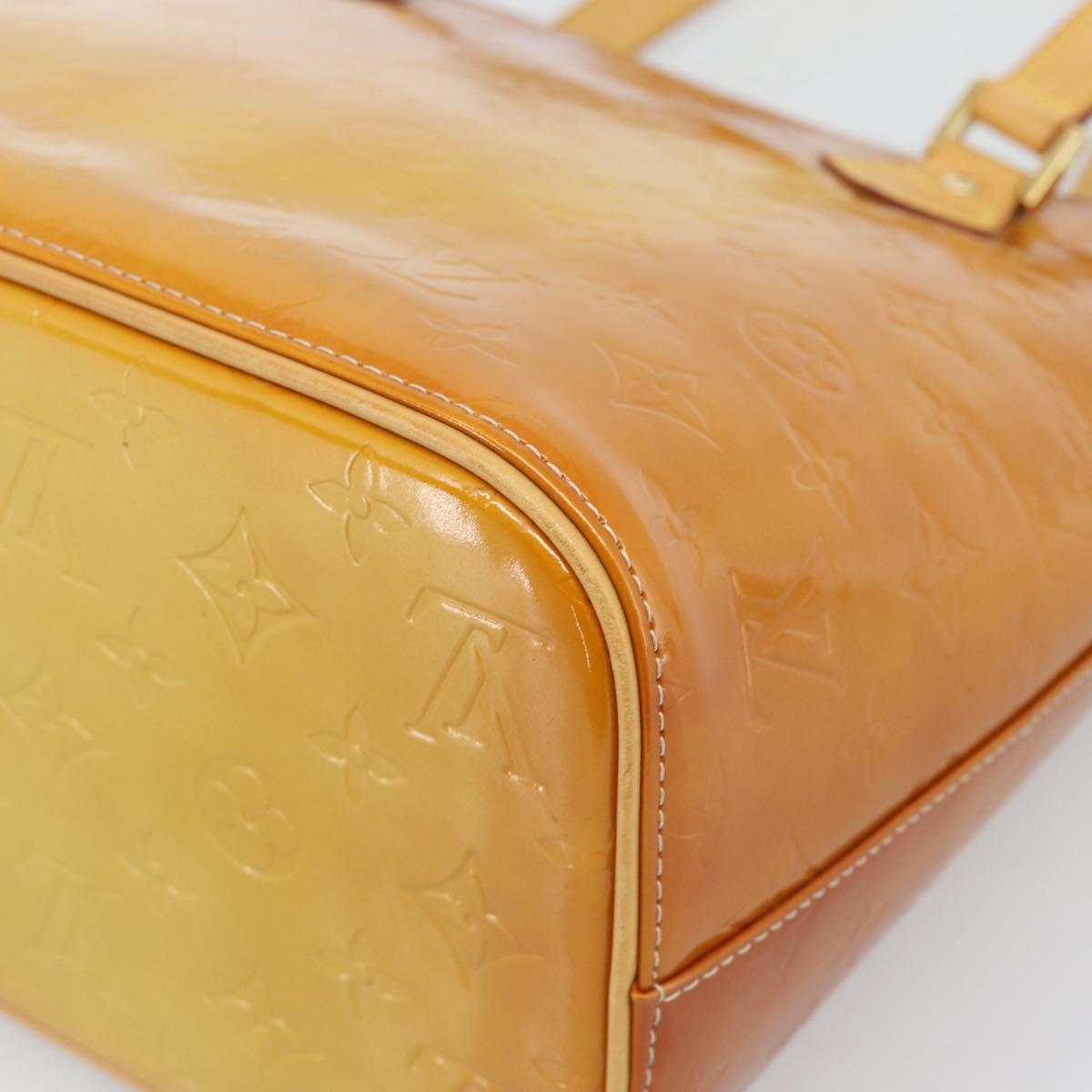 LOUIS VUITTON Monogram Vernis Houston Hand Bag Beige M91004 LV Auth 195288