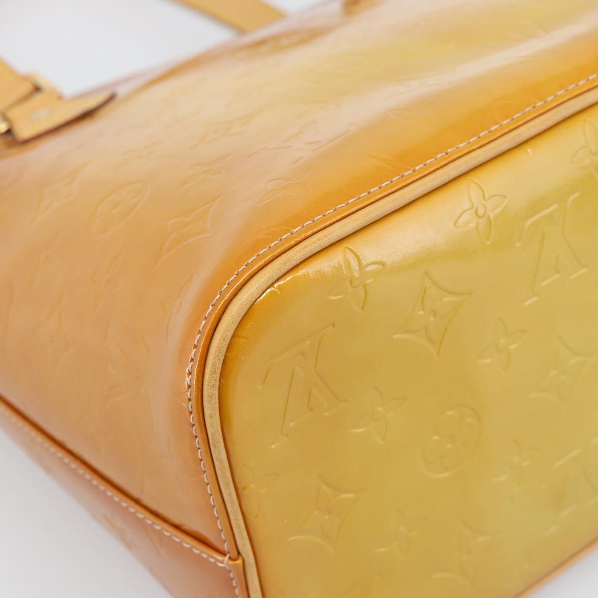 LOUIS VUITTON Monogram Vernis Houston Hand Bag Beige M91004 LV Auth 195288