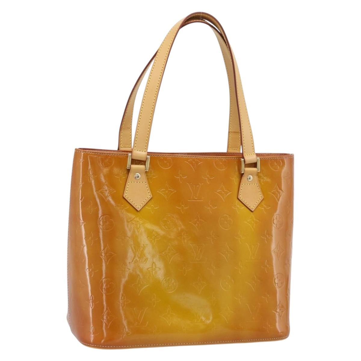 LOUIS VUITTON Monogram Vernis Houston Hand Bag Beige M91004 LV Auth 195288