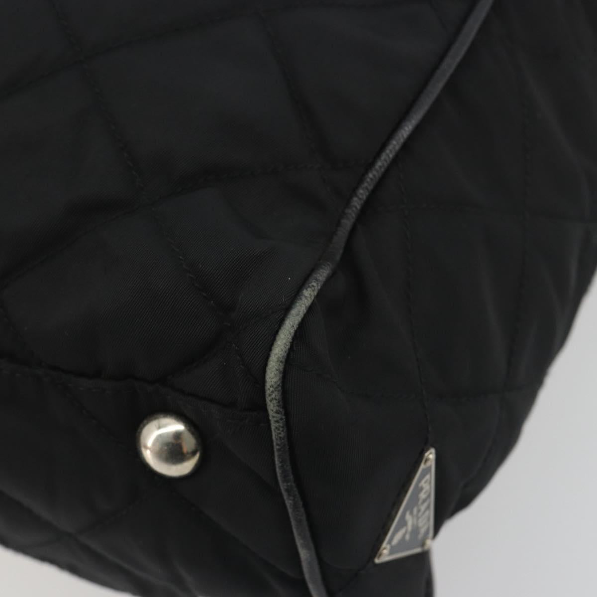 PRADA Chain Shoulder Bag Nylon Black Silver Auth 195292