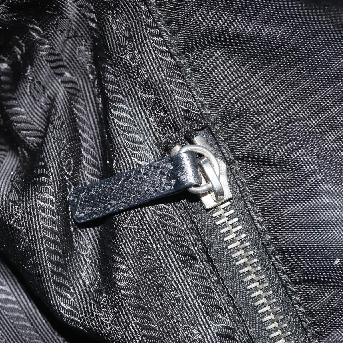 PRADA Chain Shoulder Bag Nylon Black Silver Auth 195292