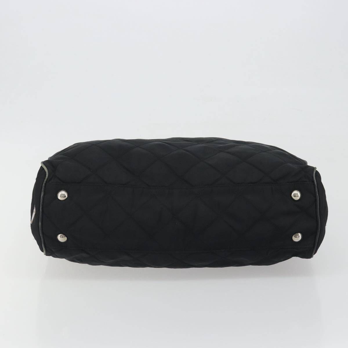 PRADA Chain Shoulder Bag Nylon Black Silver Auth 195292