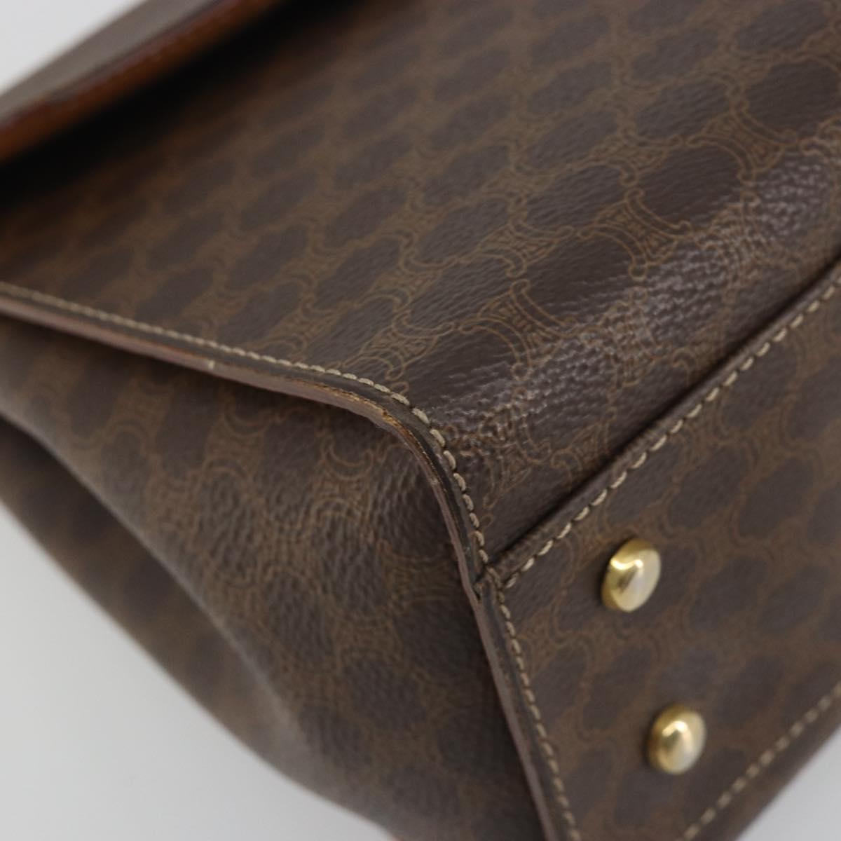 CELINE Macadam Canvas Star ball Hand Bag PVC Leather Brown Gold Auth 195298