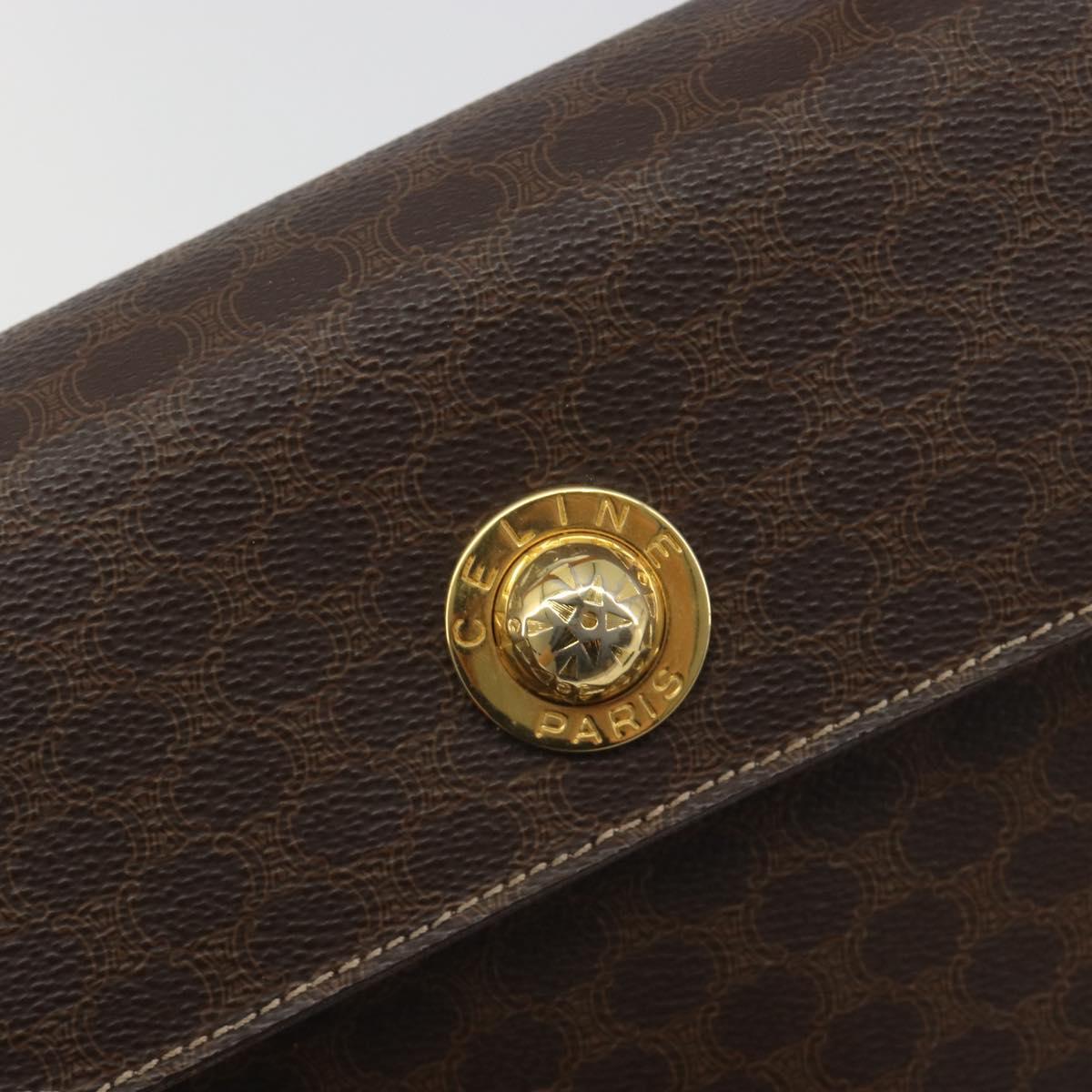 CELINE Macadam Canvas Star ball Hand Bag PVC Leather Brown Gold Auth 195298