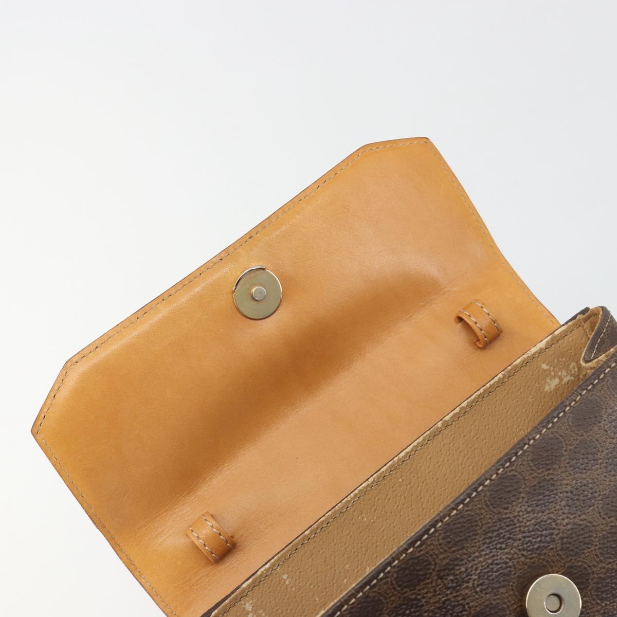 CELINE Macadam Canvas Star ball Hand Bag PVC Leather Brown Gold Auth 195298
