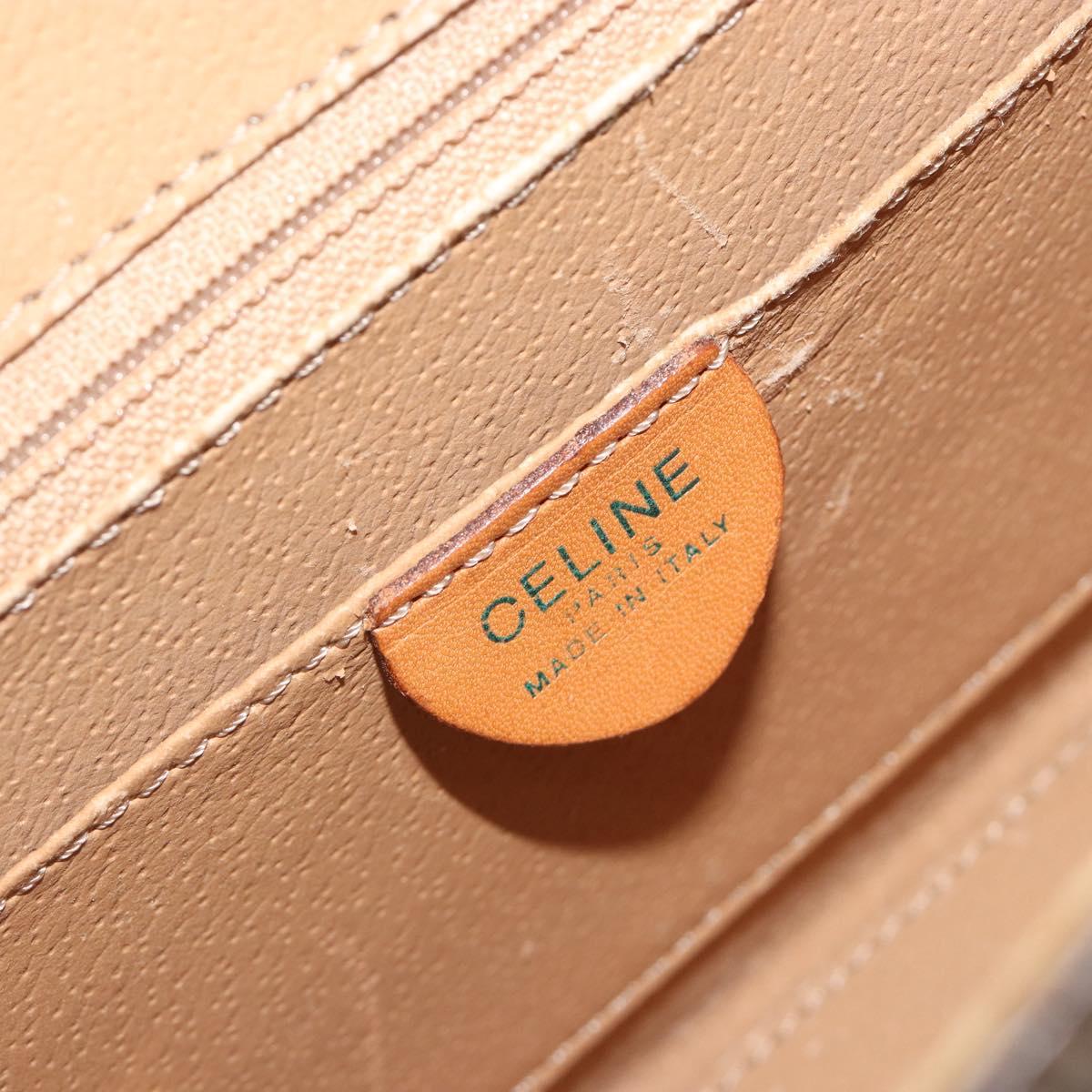 CELINE Macadam Canvas Star ball Hand Bag PVC Leather Brown Gold Auth 195298