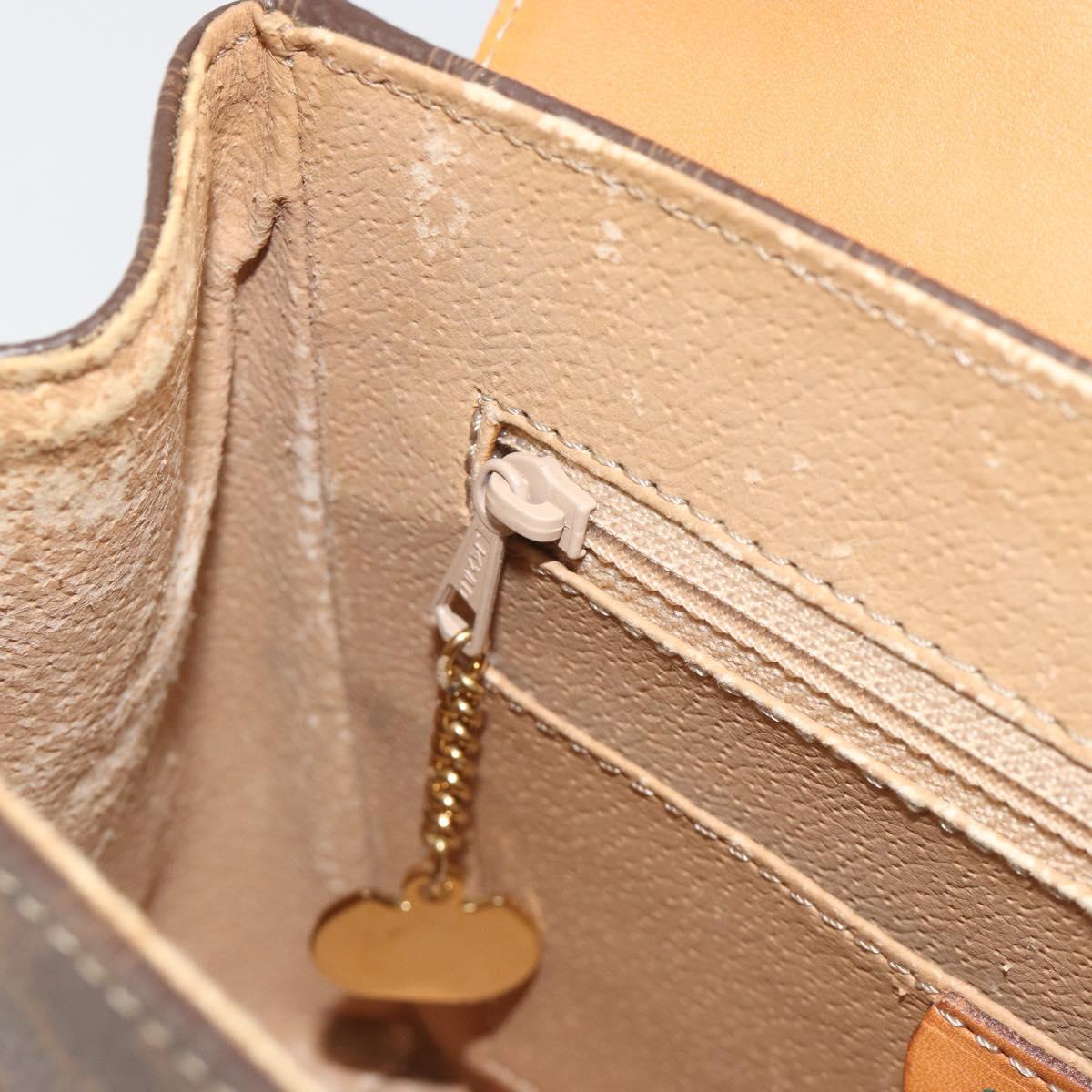 CELINE Macadam Canvas Star ball Hand Bag PVC Leather Brown Gold Auth 195298