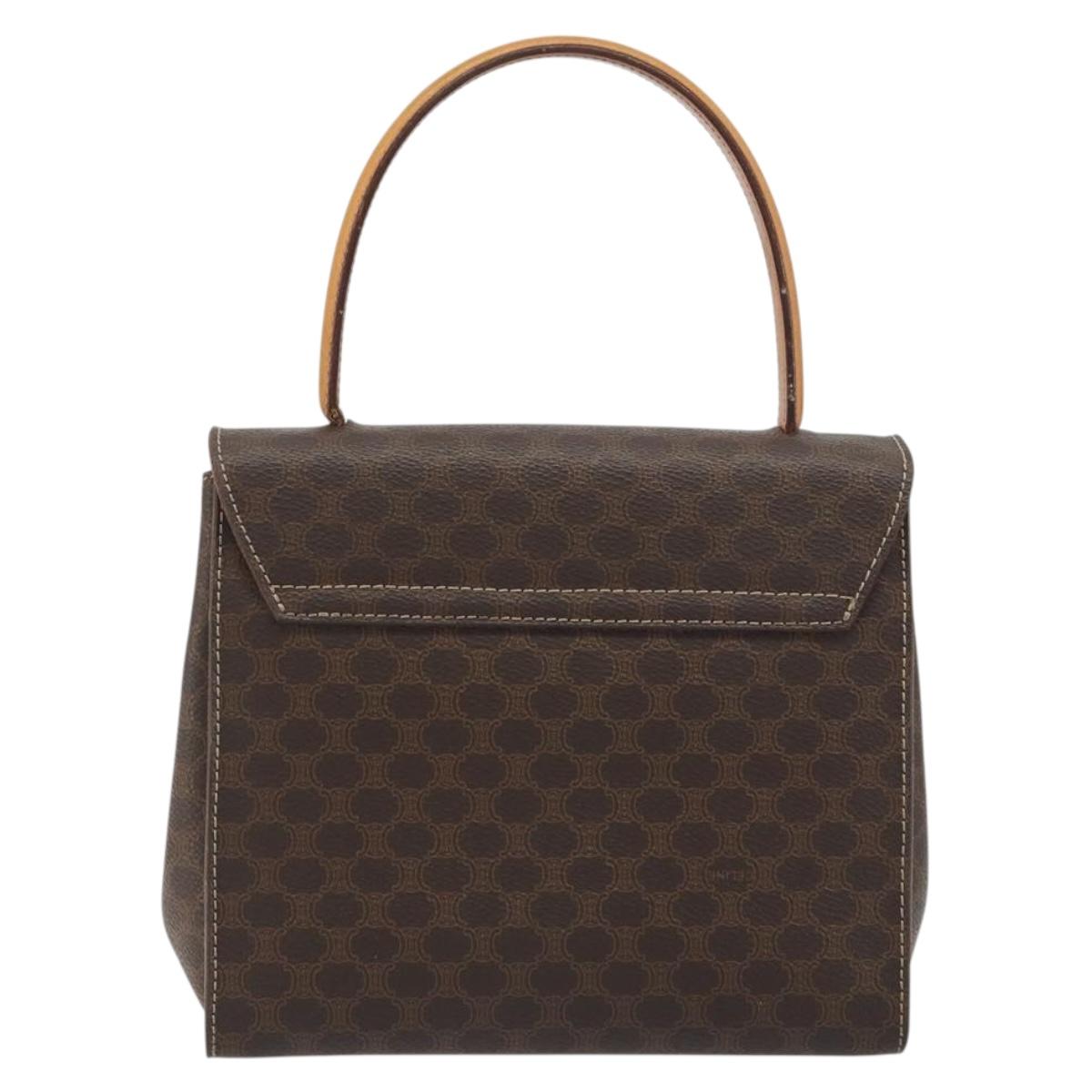 CELINE Macadam Canvas Star ball Hand Bag PVC Leather Brown Gold Auth 195298