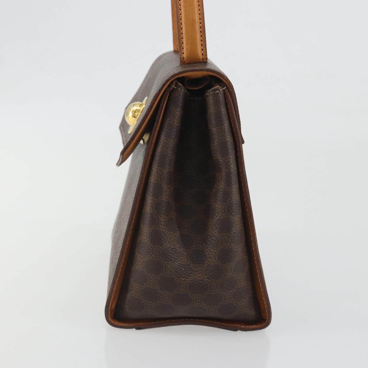CELINE Macadam Canvas Star ball Hand Bag PVC Leather Brown Gold Auth 195298
