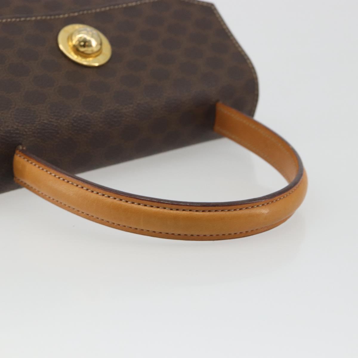 CELINE Macadam Canvas Star ball Hand Bag PVC Leather Brown Gold Auth 195298